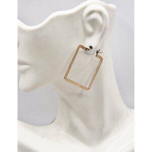 Vintage JWK Gold Filled Square Hoop Earrings Minimalist Geometric Modernist